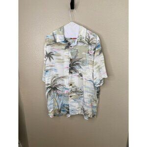 Joe Kealoha's By Reyn Spooner Hawaiian Shirt Mens Palm Landscape Button Up Vtg